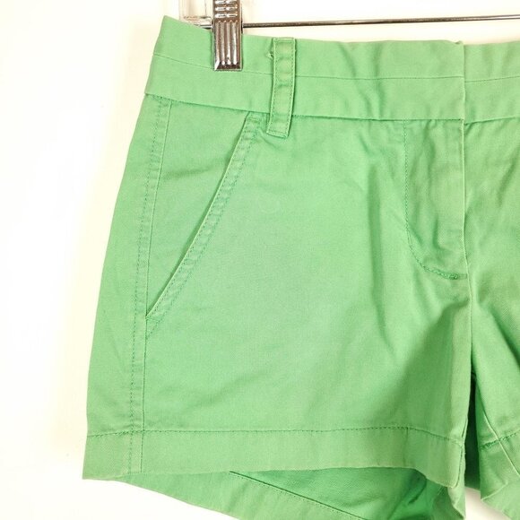 J. Crew 0 Chino Green Shorts Flat Front Low Rise - Picture 5 of 6